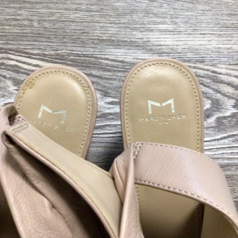Marc Fisher LTD Tan Leather Cork Platform Sandals 9